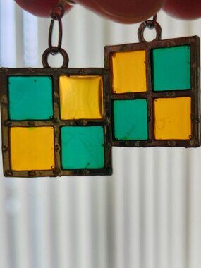 Stained Glass Clip On Earrings